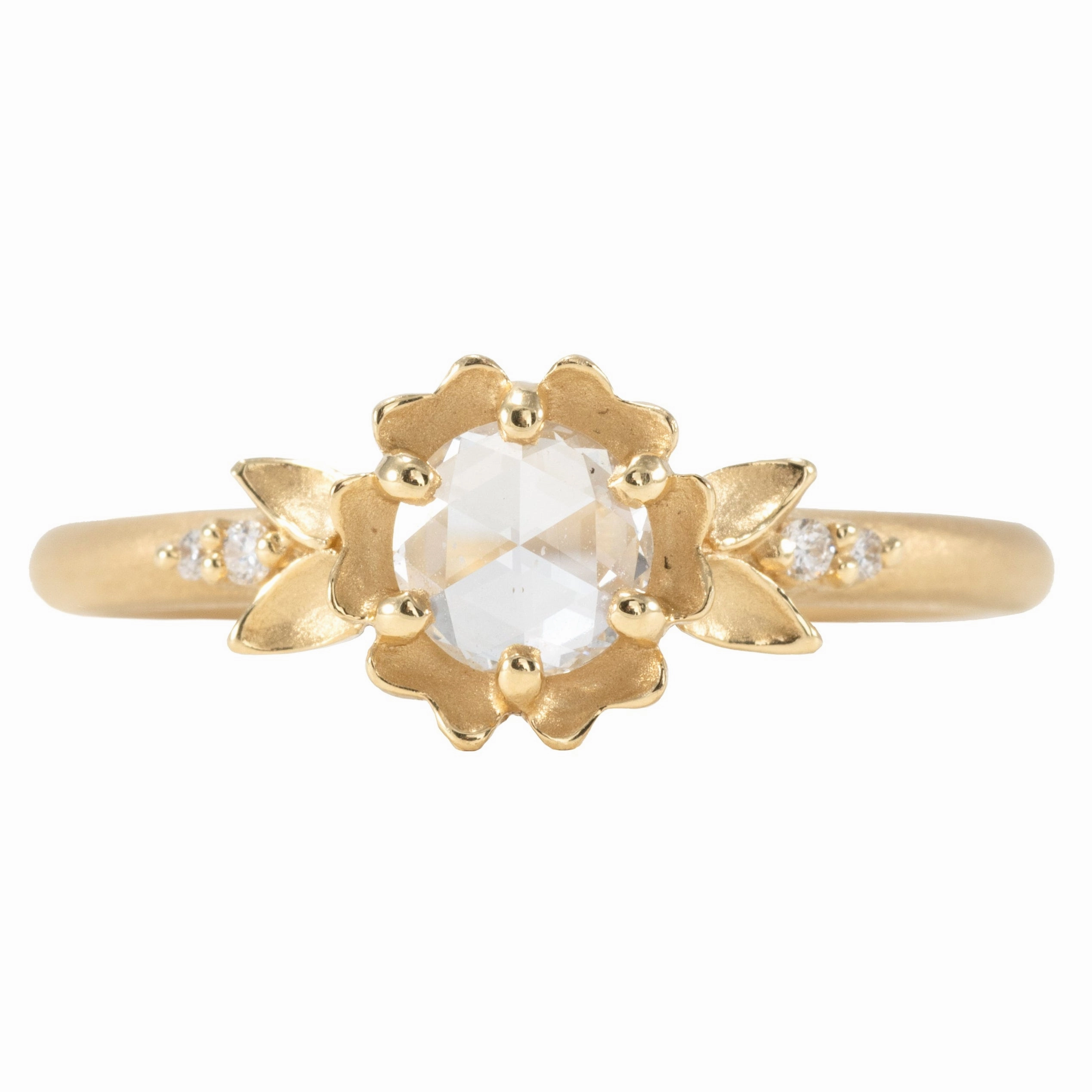 Silken Touch Buttercup Kaye Cherie Engagement Ring - 18K Yellow Gold, .3 ctw Rose Cut Diamond   Diamond Accents (.03 ctw)