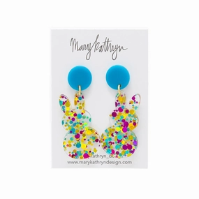 Handcrafted Accent Dainty Edge Glitter Bunny Earrings