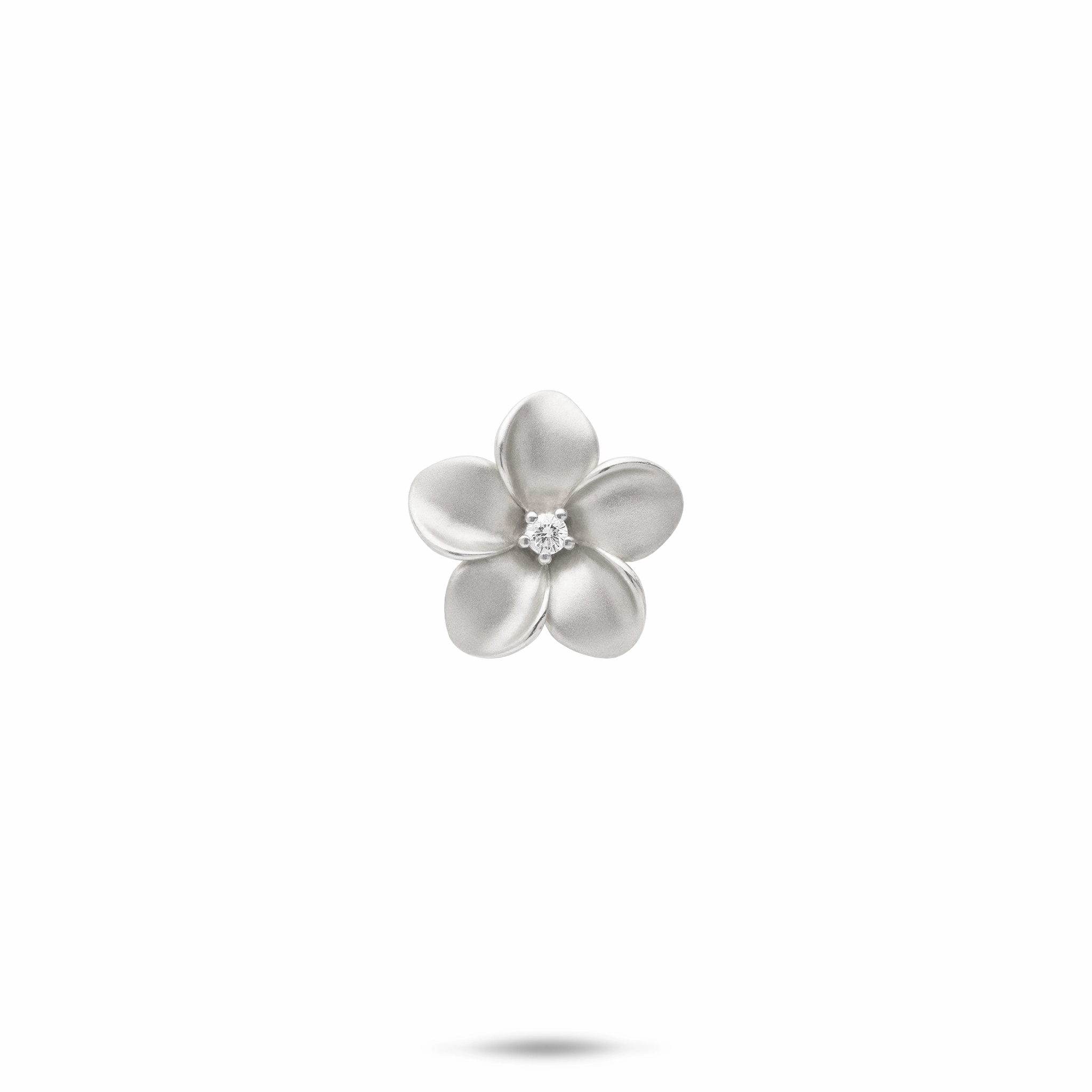 Extendable Piece Plumeria Pendant in White Gold with Diamond - 13mm