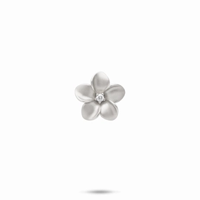 Extendable Piece Plumeria Pendant in White Gold with Diamond - 13mm