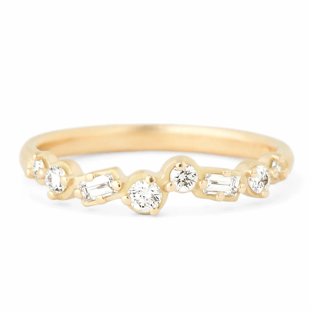 Vintage Accent Cascade Baguette   Round Diamond Ring - 18ky   Diamonds