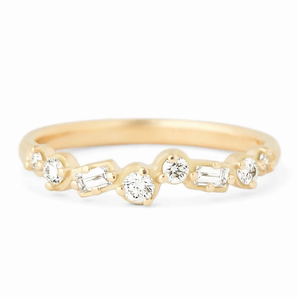 Bridal Moment Charming Treasures Cascade Baguette   Round Diamond Ring - 18ky   Diamonds