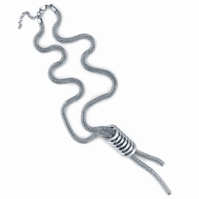 Cascading Circles Silver-tone Stainless Steel Mesh 24 inch Necklace Festival Present