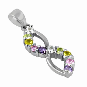 Shiny Multi-Color Cubic Zirconia Silver Pendant - Sparkling Jewelry for Every Occasion Elegant Style