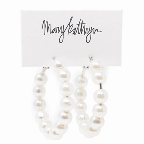 Faux Pearls Hoops Evening Accessory Polished Pieces