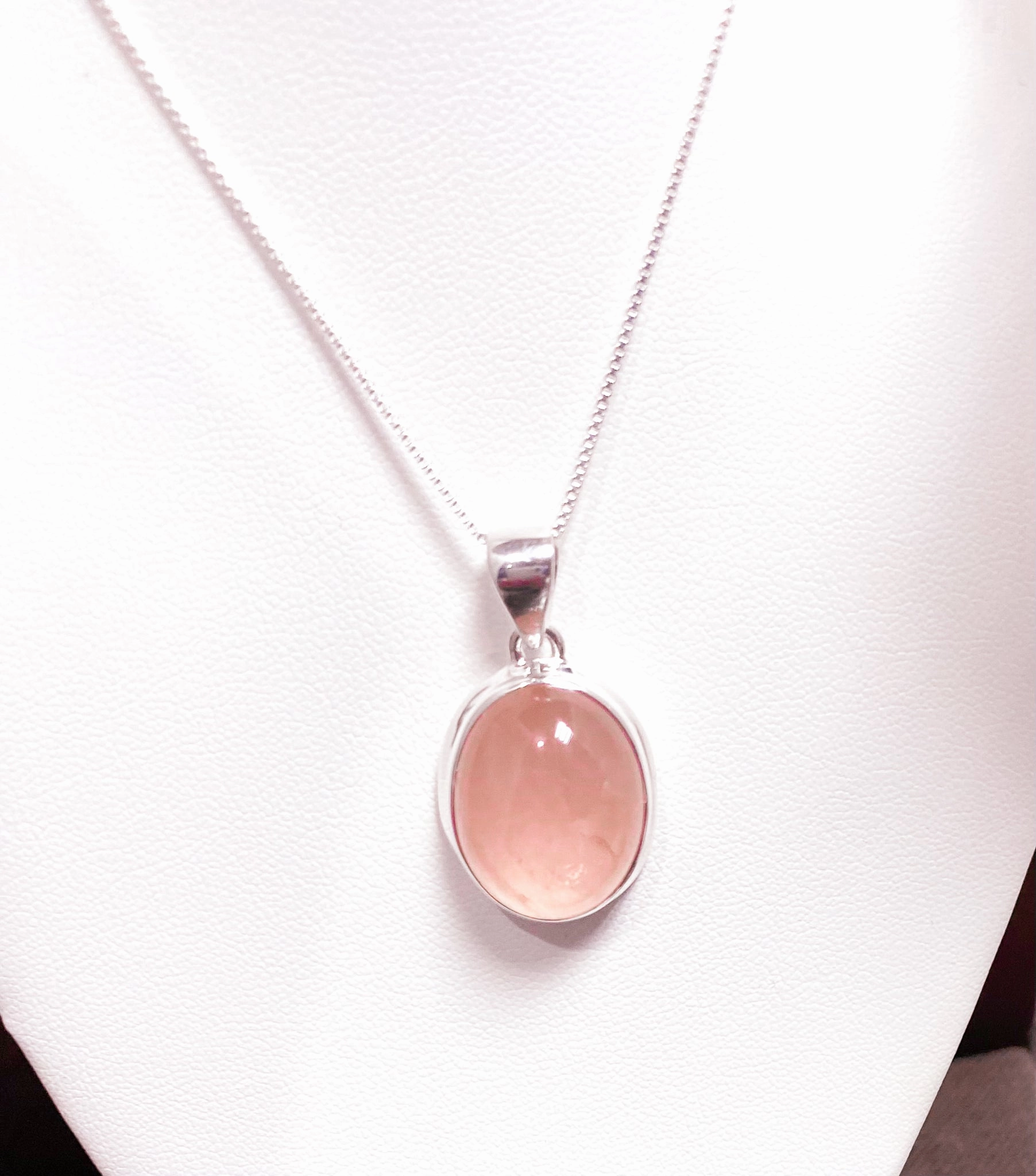 Versatile Fit Oval Rose Quartz Pendant In Classic Sterling Setting