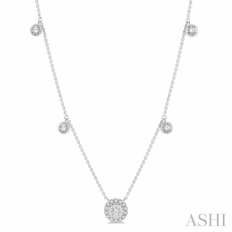 1/3 Ctw Circular Lovebright Round Cut Diamond Necklace in 14K White Gold Contemporary Item Urban Present