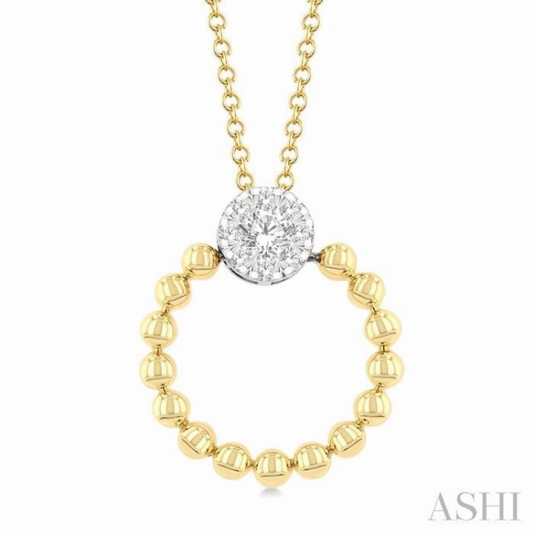 1/6 Ctw Round Cut Diamond Bead Shank Round Shape Lovebright Pendant With Chain in 10K Yellow and White Gold Daily Use Jewelry Effortless Style