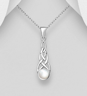 Gleaming Charm Glam Lookbook Celtic Knot Sterling Silver Pendant with Mother of Pearl