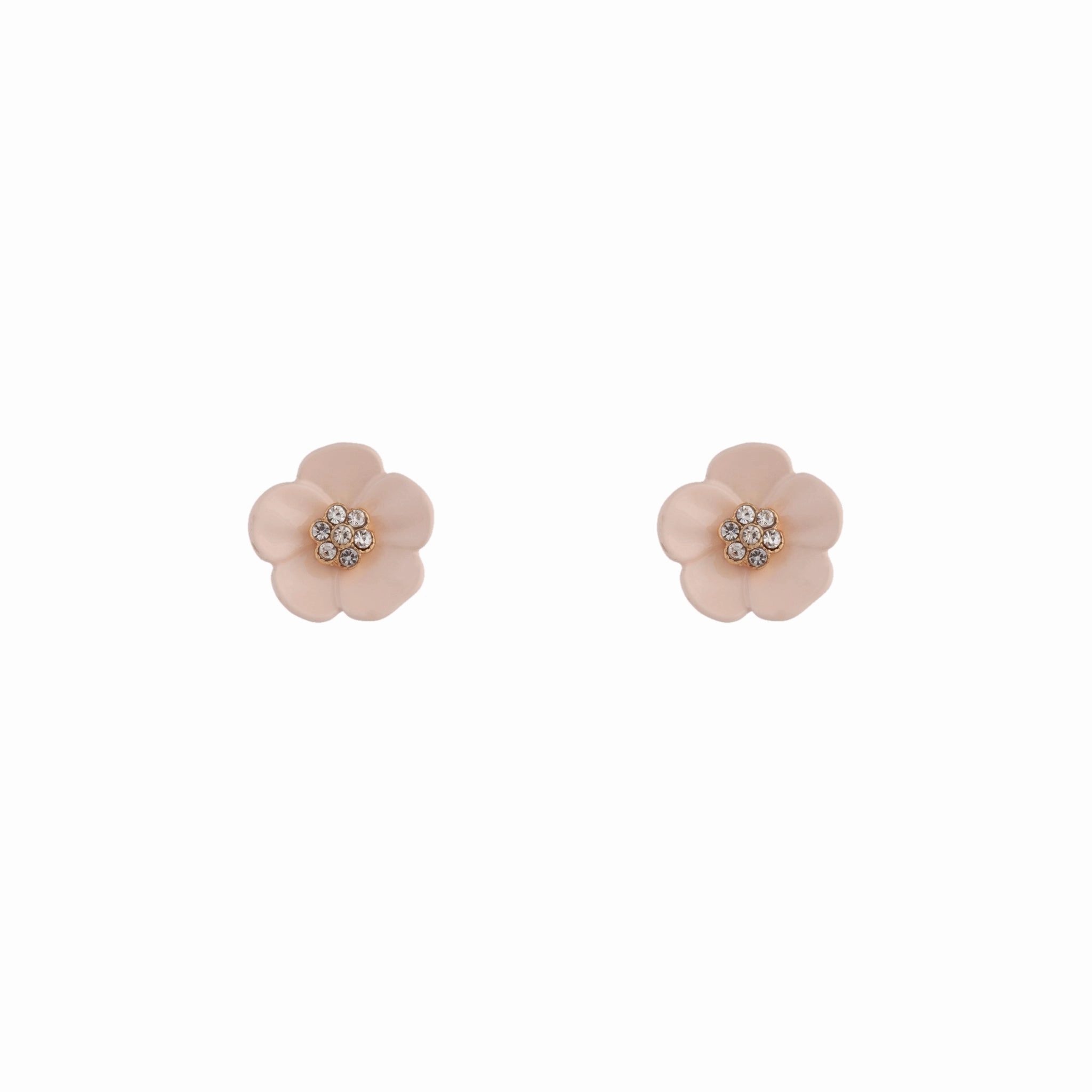 Gift Ready soft look Pink Flower & Stone Stud Earrings