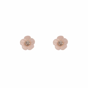 Gift Ready soft look Pink Flower & Stone Stud Earrings