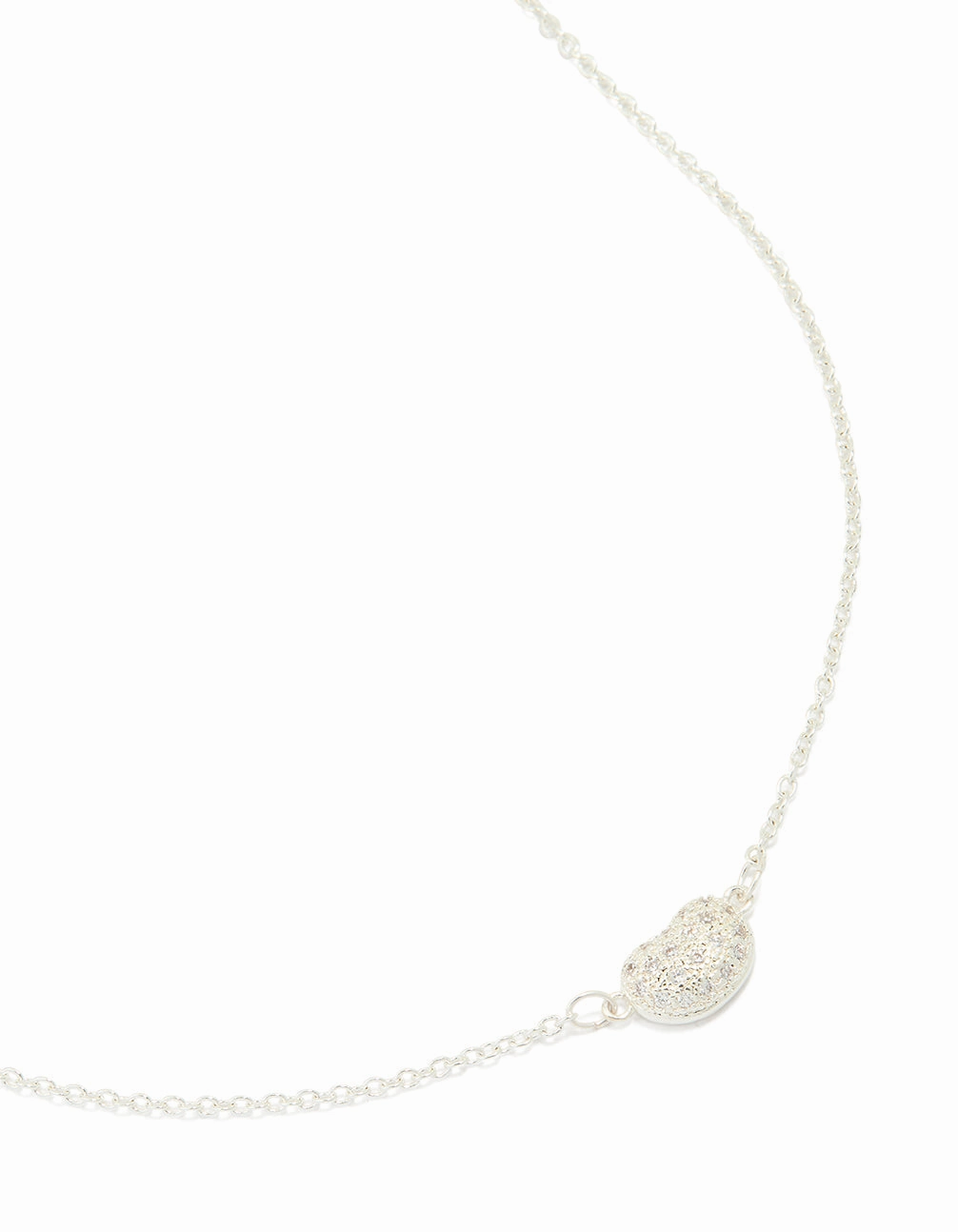 Delicate Look Silver Plated Cubic Zirconia Small Pebble Pendant Necklace