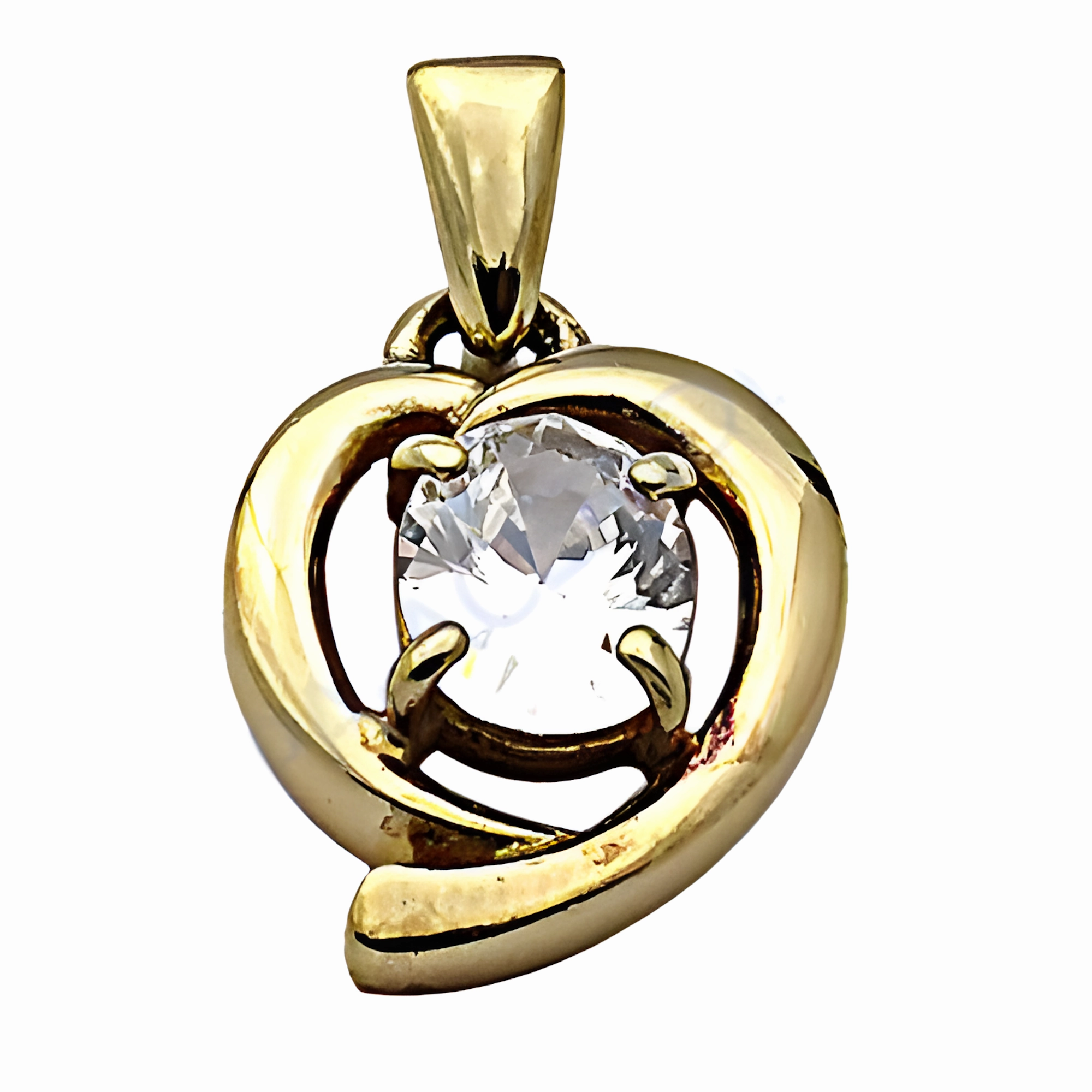 Displaying Piece Artful Style Charming Heart Style Gold Plated Cubic Zirconia Silver Pendant - Elegant Jewelry