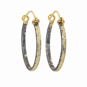 Chelsea Hoops - Small - 22k/18k Gold   Oxidized Silver Chic Evening