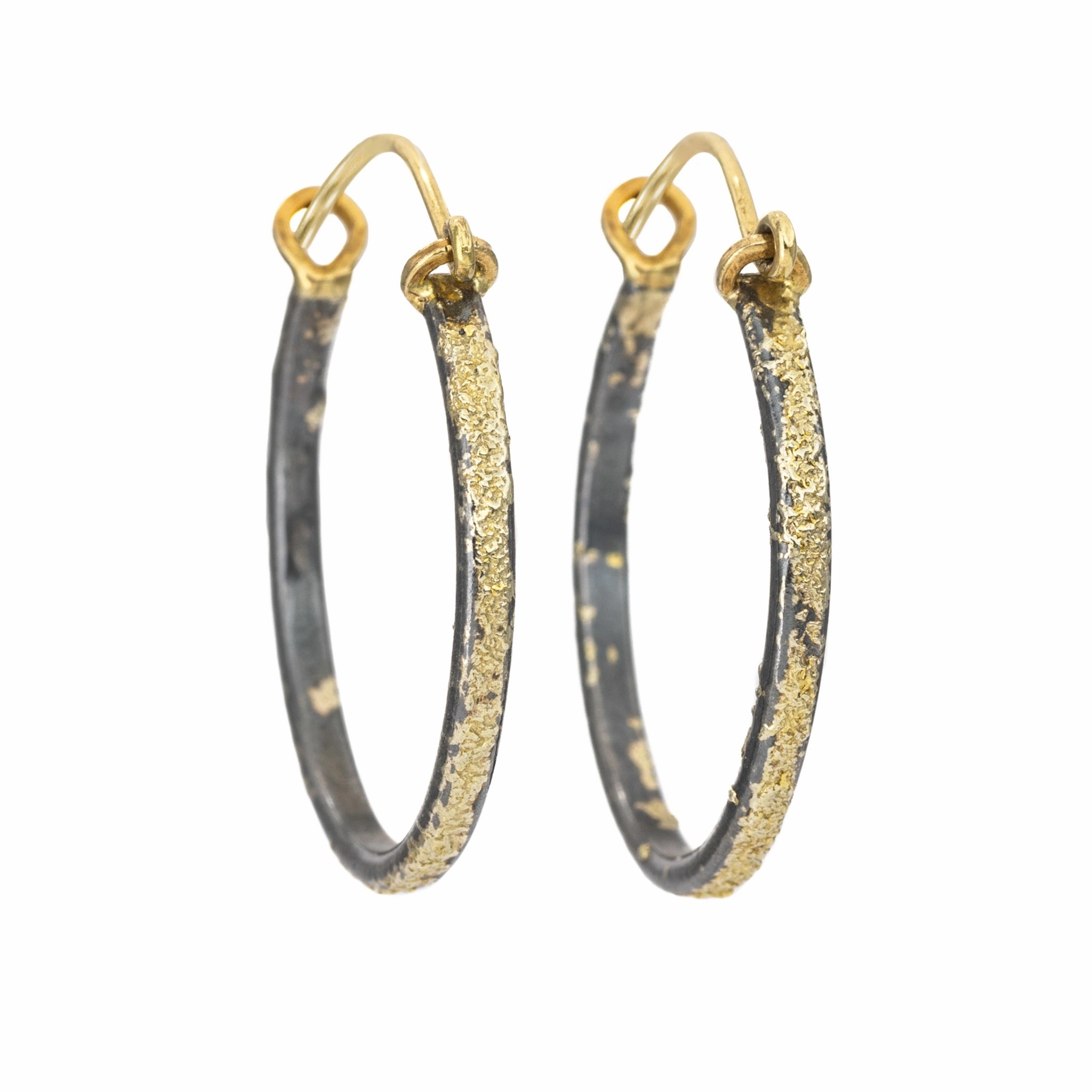 Chelsea Hoops - Small - 22k/18k Gold   Oxidized Silver Chic Evening