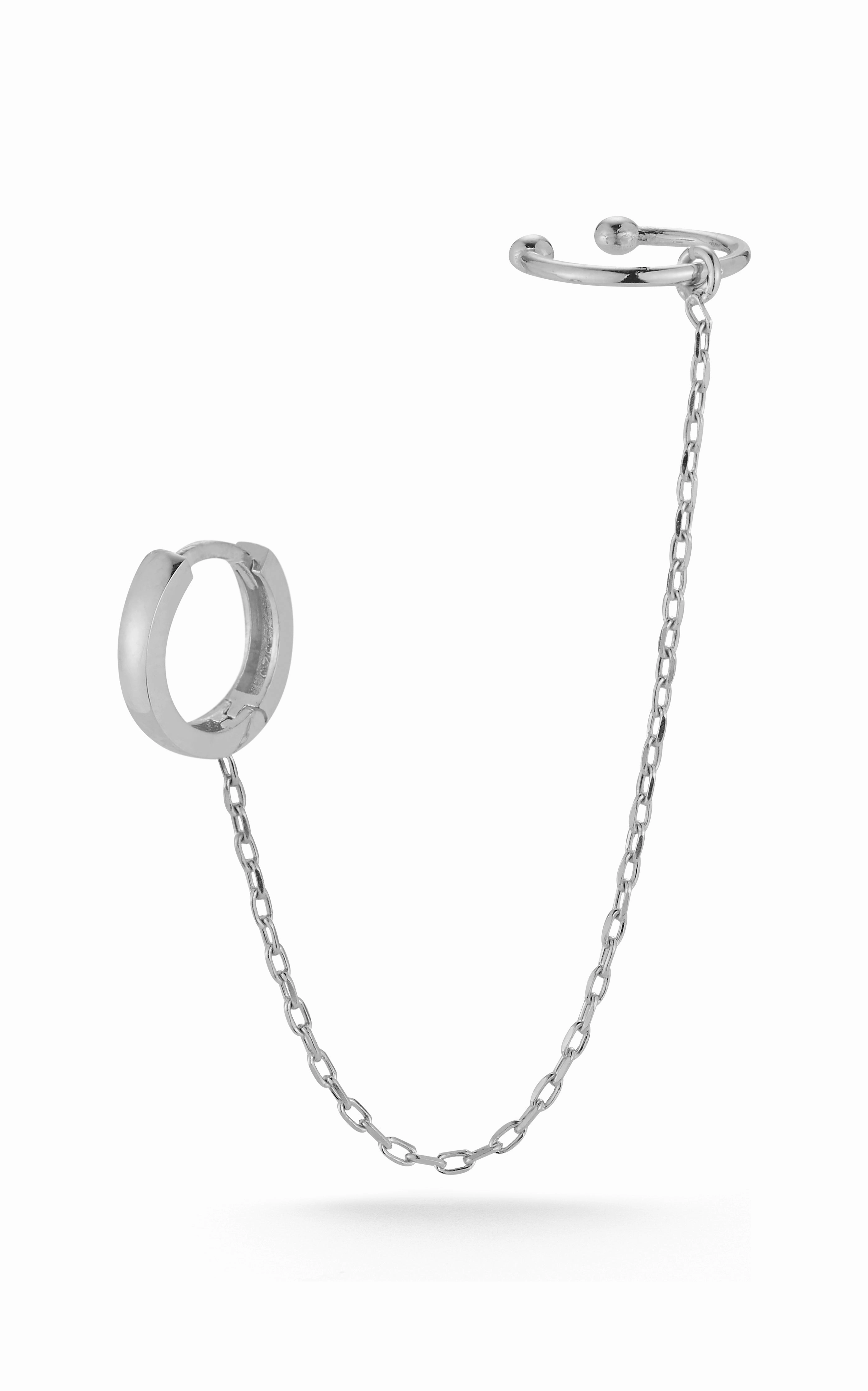 Solid Ear Cuff X Huggie Earring Smooth Texture