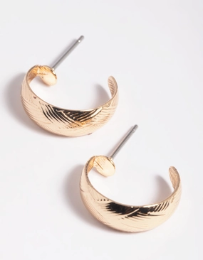 Gold Woven Huggie Hoop Earrings Edgy Mood