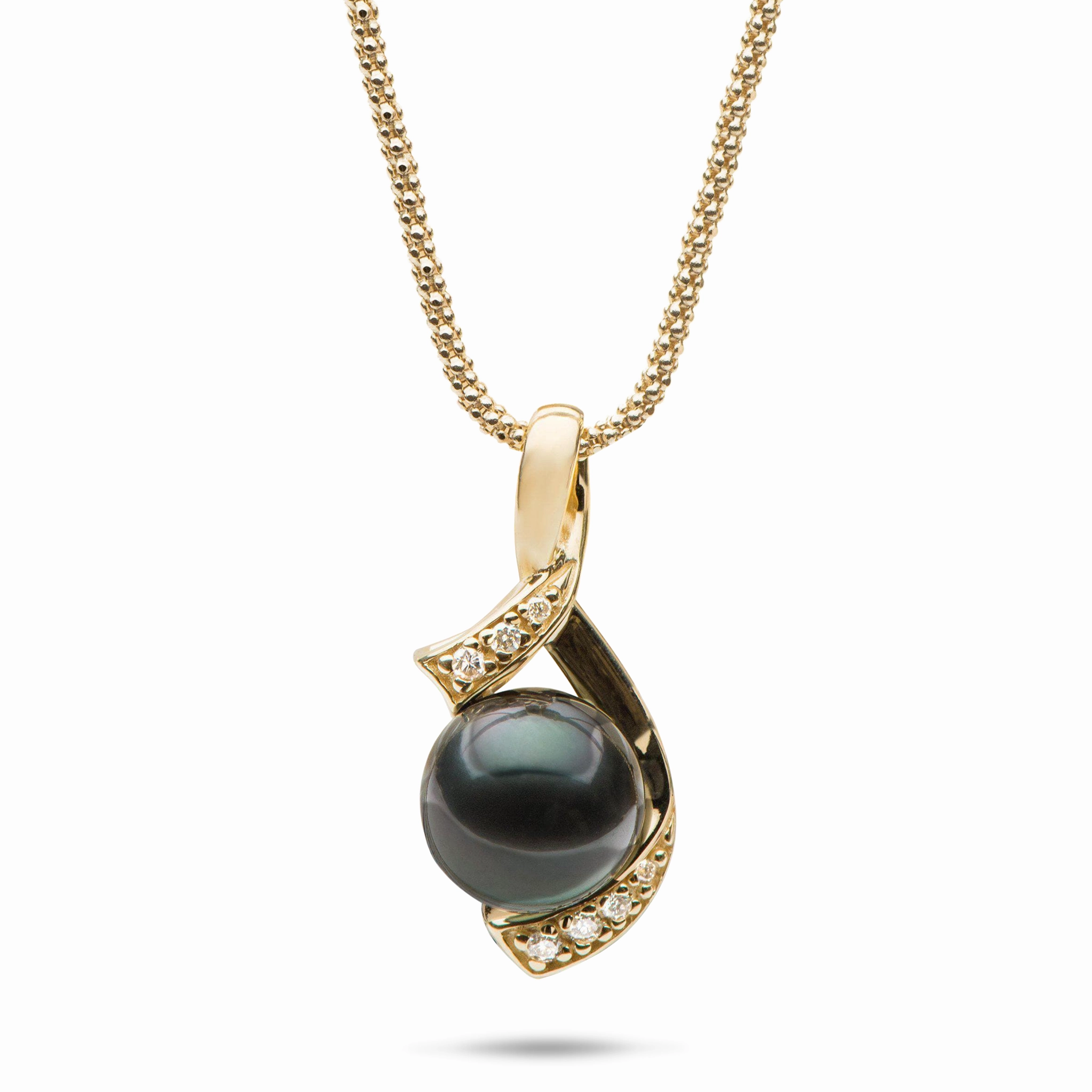 18" Tahitian Black Pearl Pendant Necklace in Gold with Diamonds - 10-11mm Budget-Friendly Accessory Handcrafted Beauty