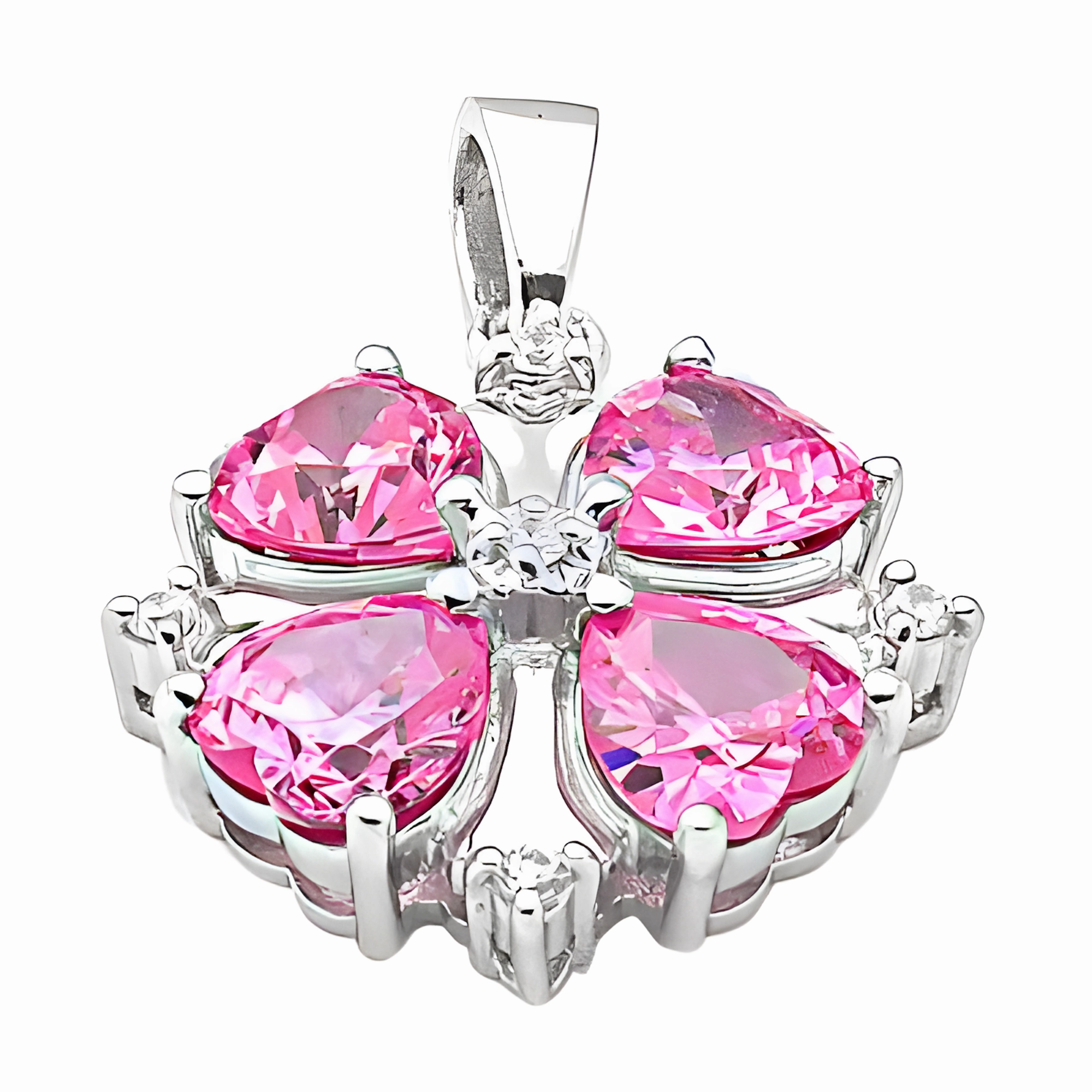 Everyday Gift Stunning Semi-Precious Pink Cubic Zirconia Gemstone Silver Pendant Jewelry