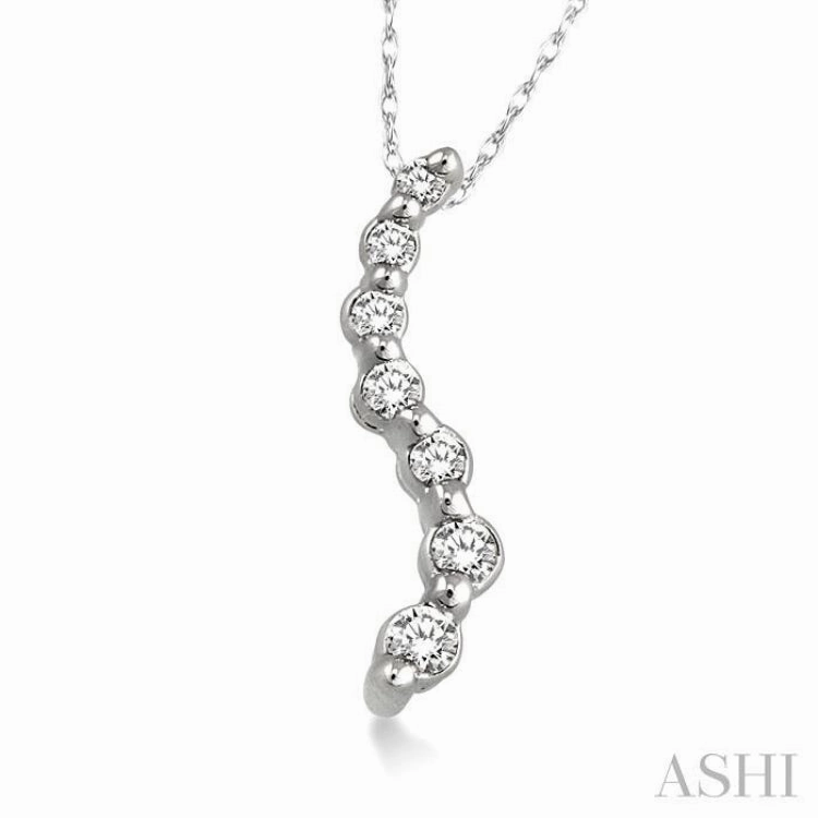 1/10 Ctw Swirl Journey Diamond Pendant in 14K White Gold with Chain Neutral Design Adornment