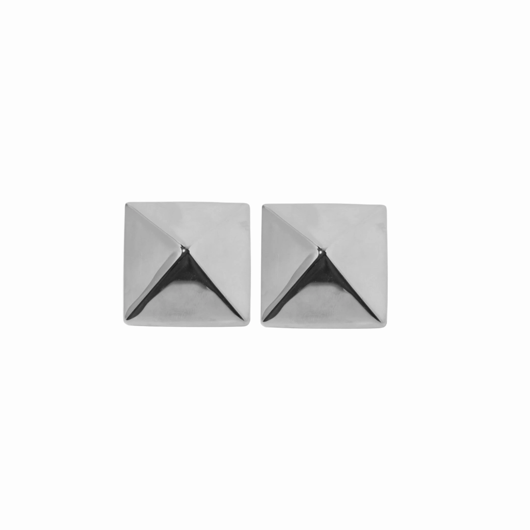 Pyramid Silver Earrings Refined Decor Large Piece