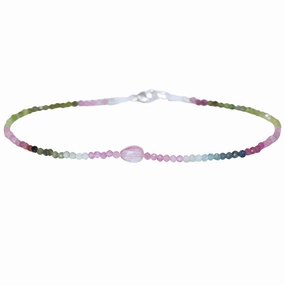 Radiant Accent Trendy Accent Watermelon Tourmaline   Light Pink Beaded Bracelet