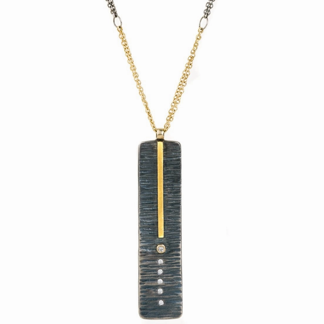Classic Aspen Necklace - 18k gold, Oxidized Silver   Reclaimed Diamonds Bold Style