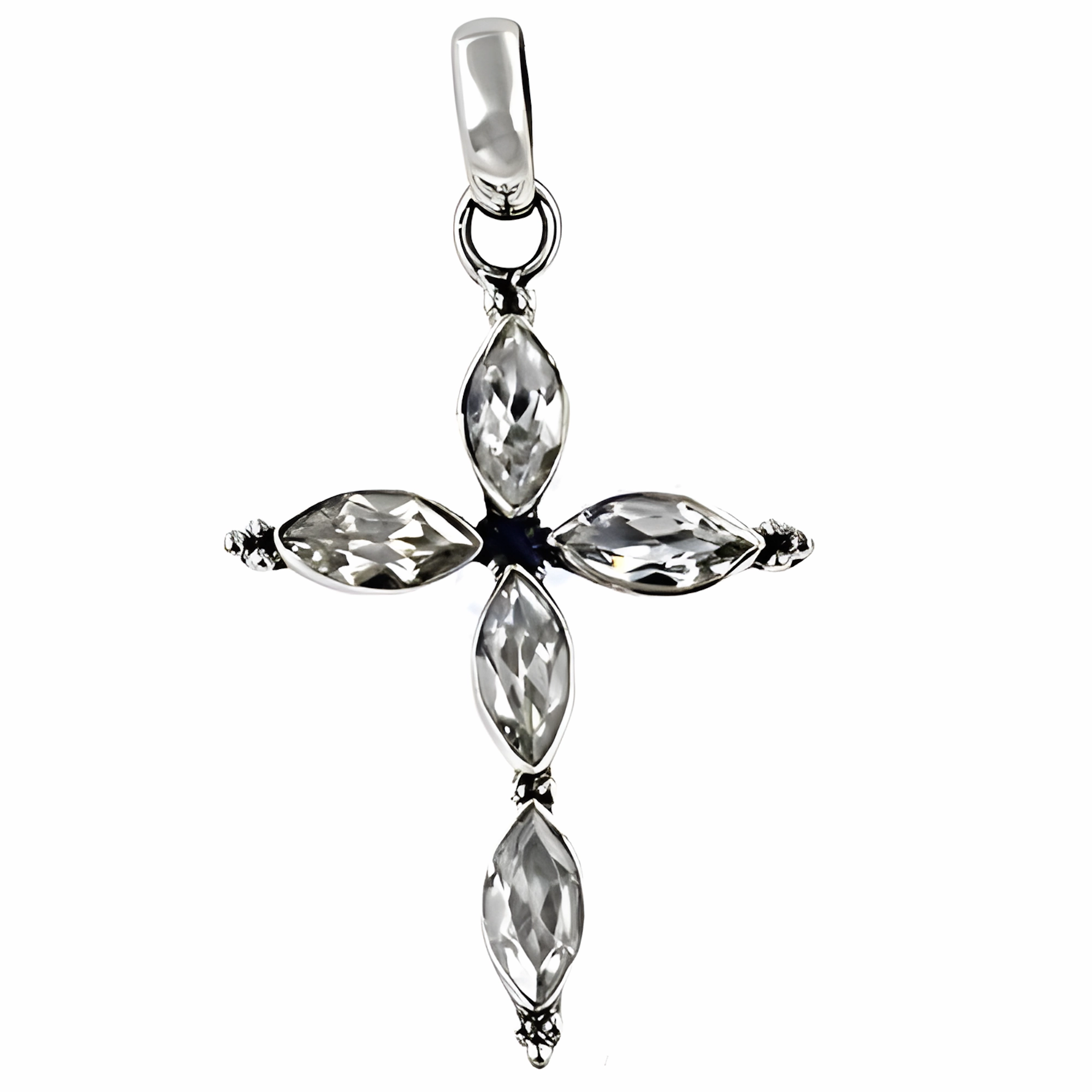 Classic Cubic Zirconia Silver Cross Pendant - Fashion CZ Cross Pendants Fashion Girl