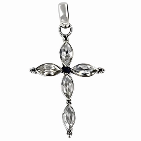 Classic Cubic Zirconia Silver Cross Pendant - Fashion CZ Cross Pendants Fashion Girl