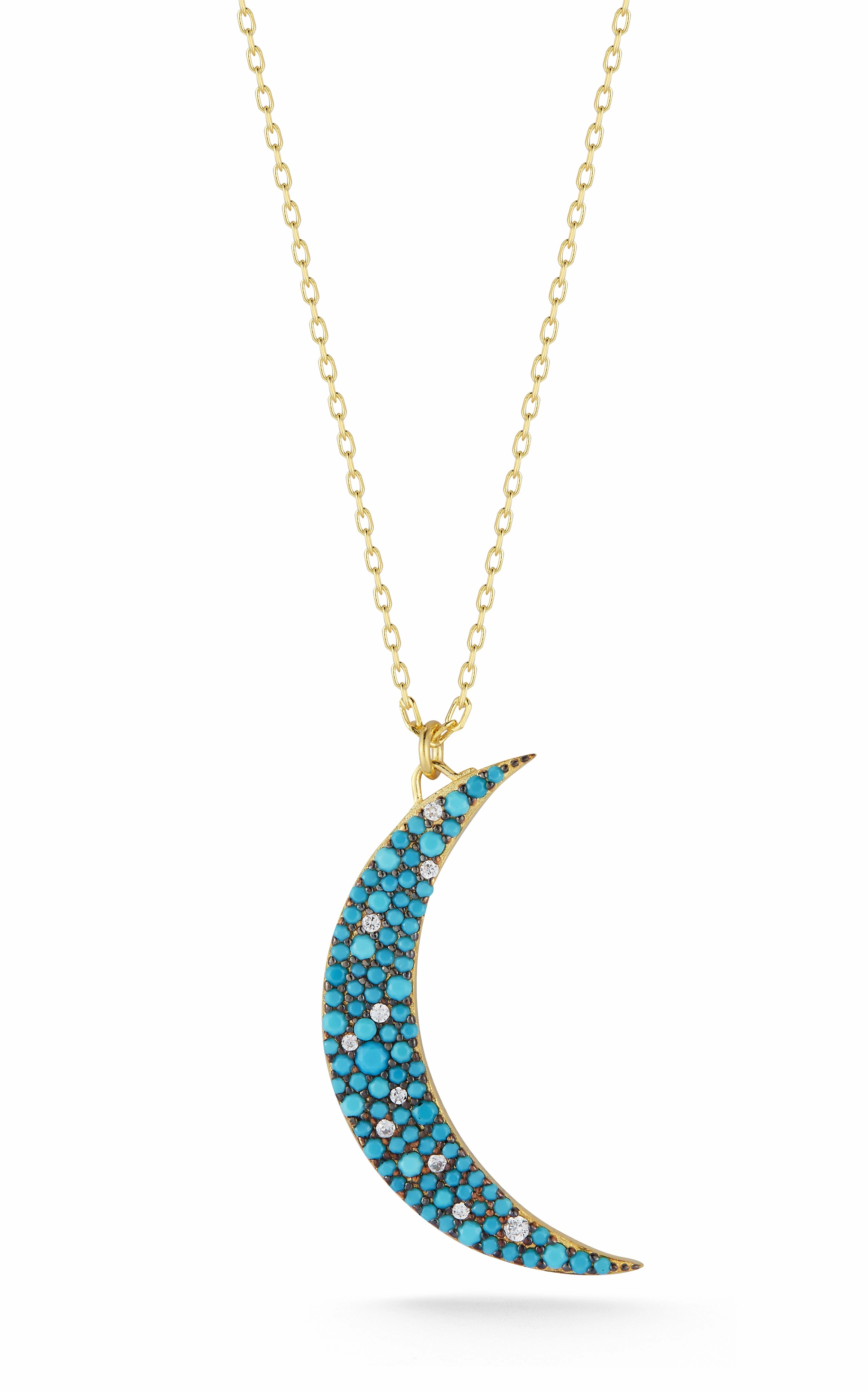 Turquoise Moon Necklace Evening Style Glamour Finish