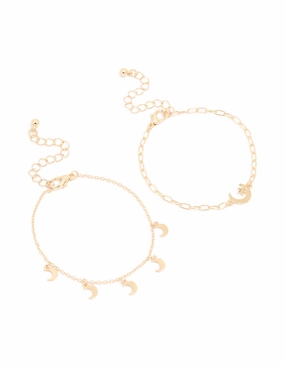 Gold Moon Celestial Bracelets 2-Pack Trendy Edge Expressive Edge