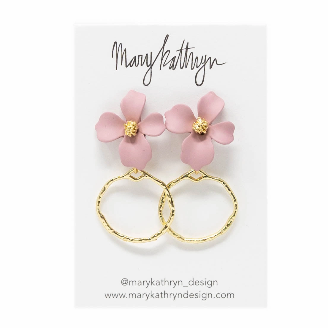 Mauve Lillian Flower Drop Earrings Everyday Spark
