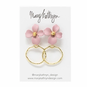 Mauve Lillian Flower Drop Earrings Everyday Spark