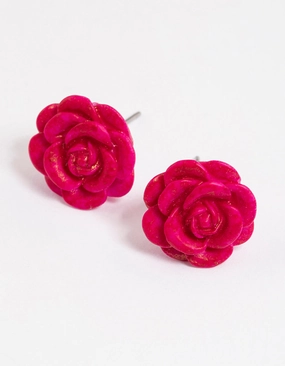 Watercolour Rose Stud Earrings Radiant Glow Glamorous Detail