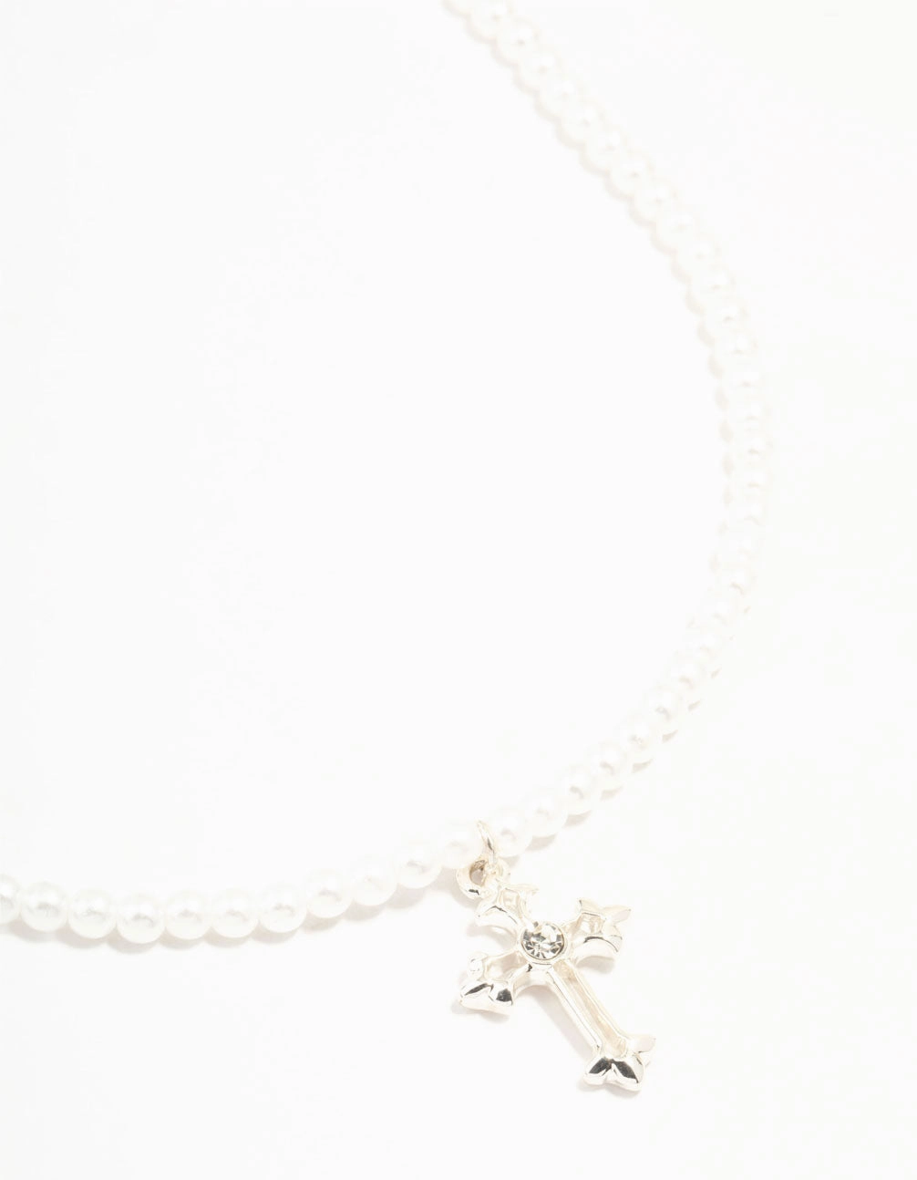 Silver Pearl Cross Pendant Necklace Luxury Touch Design Seasonal Edge