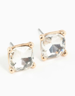 Square Diamante Set Stud Earrings Artisan Highlight Handcrafted Accessories