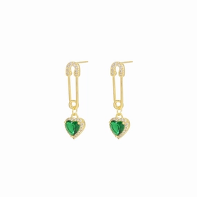 Clip Green Heart Earrings Triangular Piece Radiant Choice