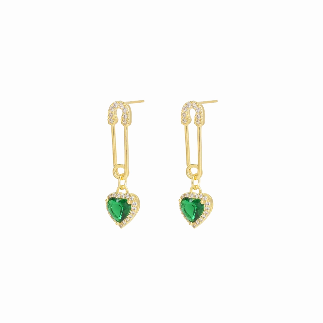 Sturdy Aesthetic Small Trinket Clip Green Heart Earrings