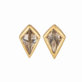 Dazzling Detail Cognac Rose Cut Kite Studs - 18ky   Reclaimed Diamonds