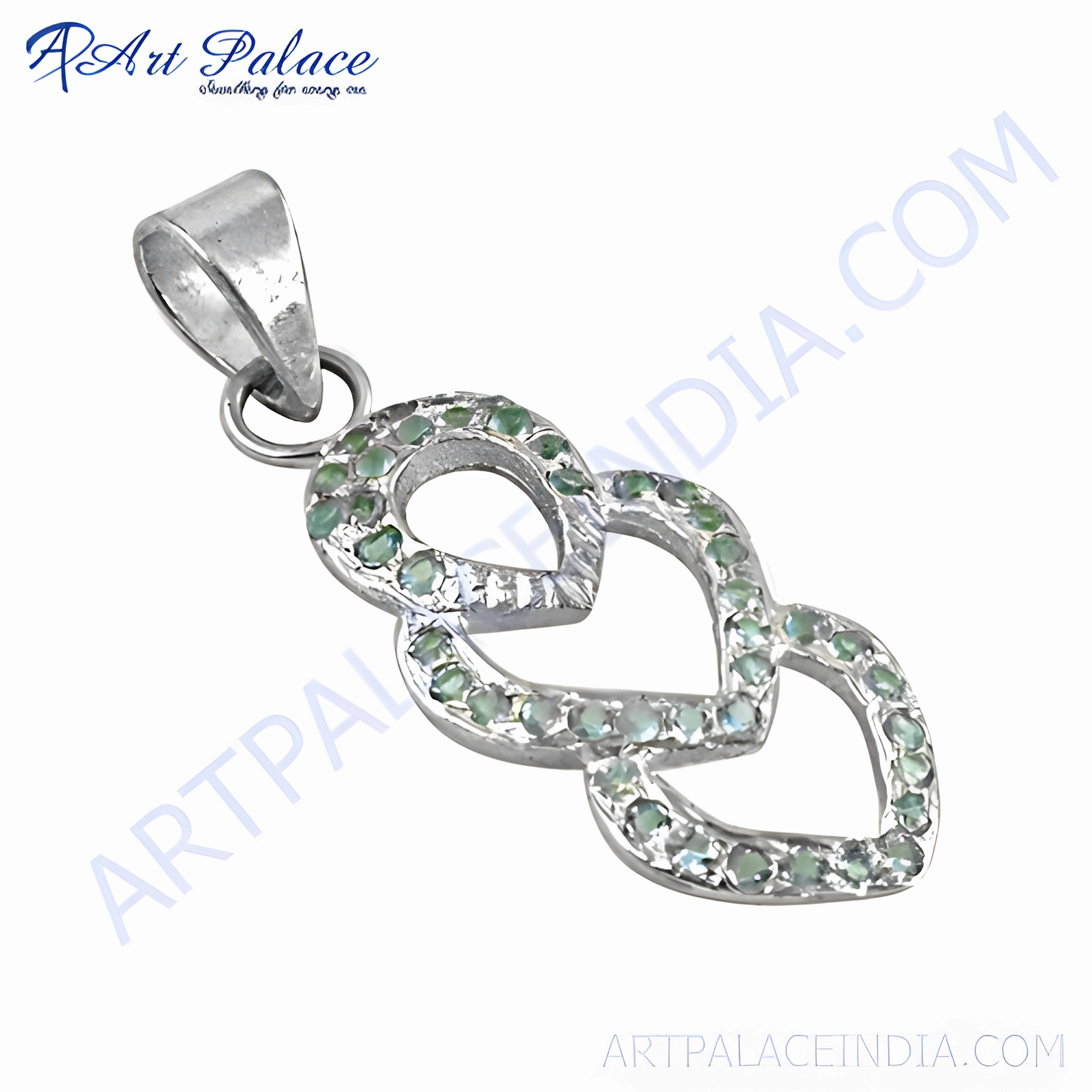 Stylish Blue Cubic Zirconia Gemstone Silver Pendant - Trendy Jewelry Office Accent