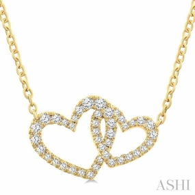 1/4 Ctw Interlocked Heart Round Cut Diamond Fashion Pendant With Chain in 10K Yellow Gold Casual Day Accessory Glam Gift