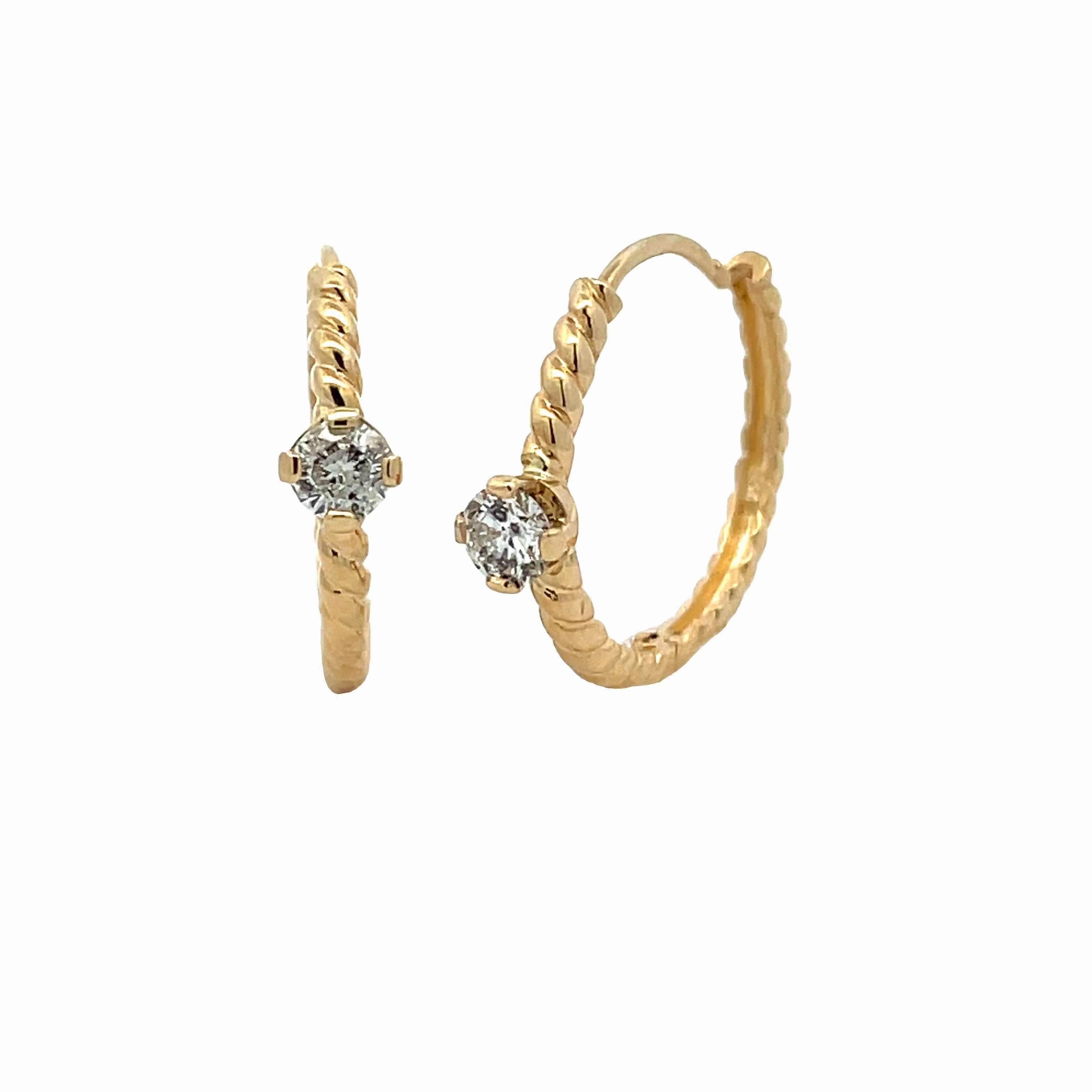 14ky Rope Diamond Small Hoop Earrings Fashionable Feature Contemporary Aesthetic