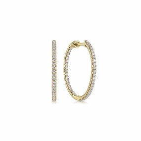 14ky French Pave Inside Out 20mm Round Diamond Hoop Earrings (.51cttw) Modernist Accessory
