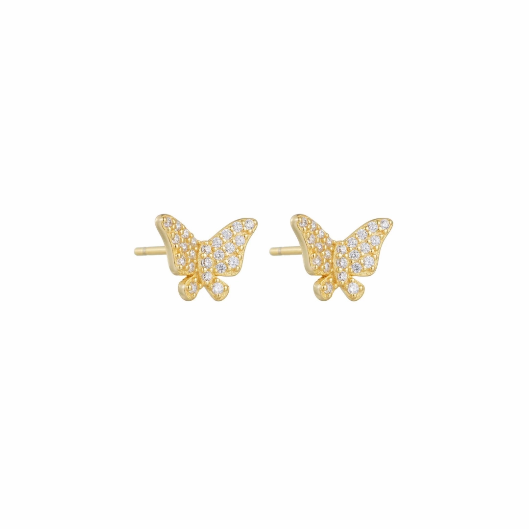 Sparkle Butterfly Gold Studs Sparkling Decor Fashionable Jewelry