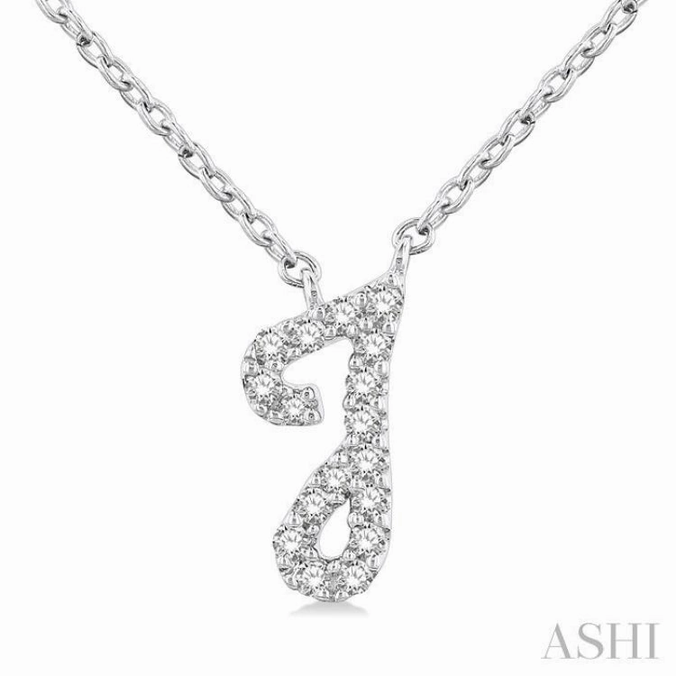 1/20 Ctw Initial 'J' Round cut Diamond Pendant With Chain in 14K White Gold Pretty Piece
