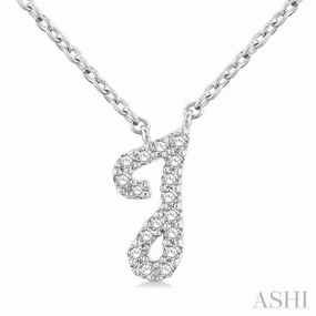 1/20 Ctw Initial 'J' Round cut Diamond Pendant With Chain in 14K White Gold Pretty Piece