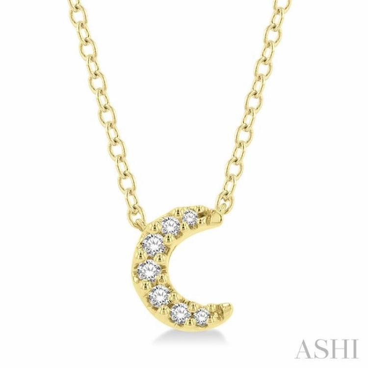 1/20 Ctw Crescent Round Cut Diamond Petite Fashion Pendant With Chain in 14K Yellow Gold Professional Accent