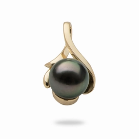 Tahitian Black Pearl Pendant in Gold- 9-10mm Statement Gift Confidence Boosting Accessory
