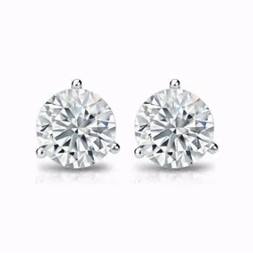 1.12cttw Round Diamonds in Three Prong Martini Earrings Polygonal Ornament Daytime Adornment