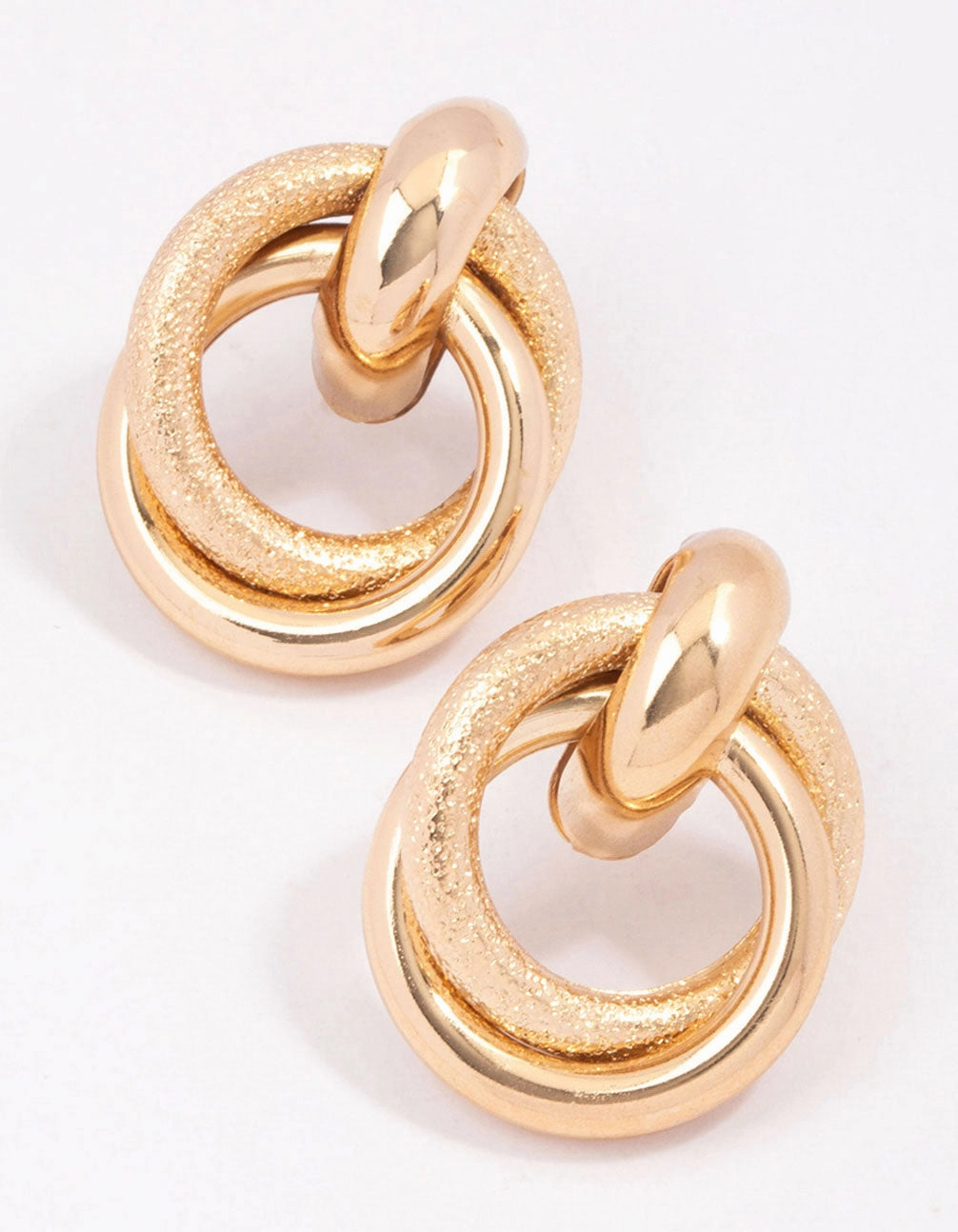 Subtle Vibe Modern pieces Gold Textured Doorknocker Stud Earrings